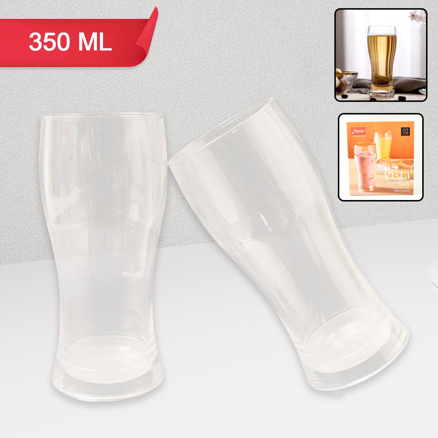 Apex Vista Unbreakable Pitcher Glass Set – 350 ML (Approx) | 2-Piece - Shivani Jaswal Apex Vista Unbreakable Pitcher Glass Set – 350 ML (Approx) | 2-Piece