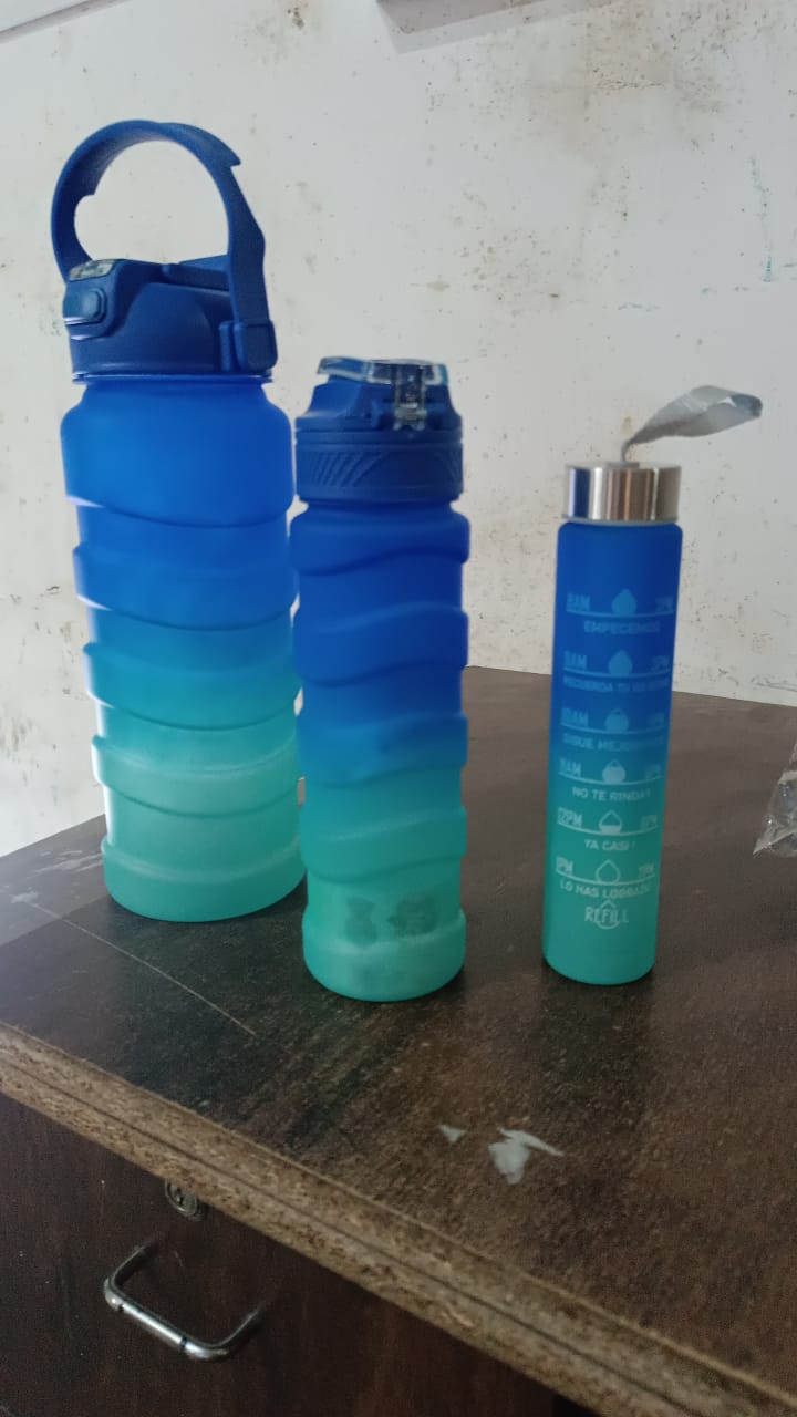 Plastic Water Bottle, 3 Different Size Bottle (3 Pc Set / With Straw & Sticker) - Shivani Jaswal Plastic Water Bottle, 3 Different Size Bottle (3 Pc Set / With Straw & Sticker)