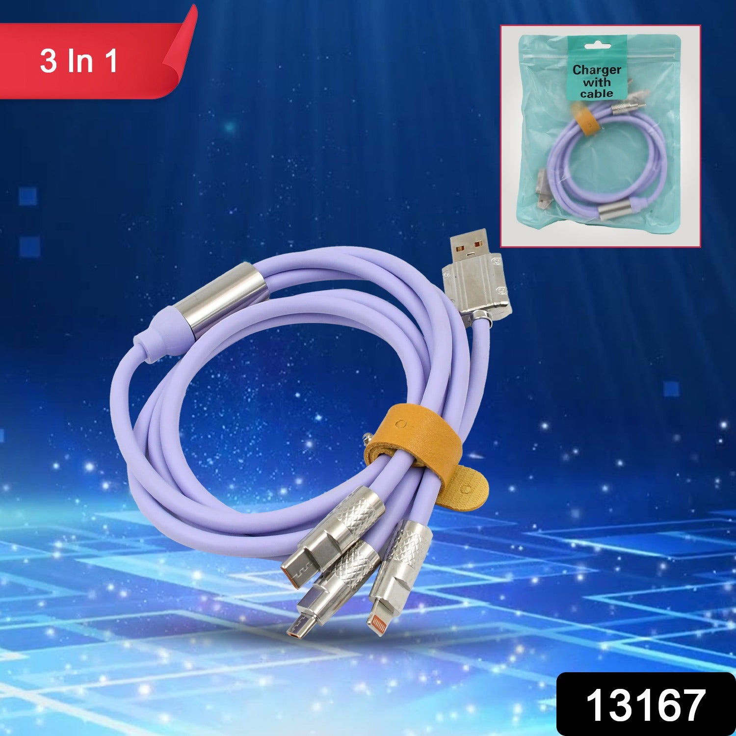 3 in 1 Multi Super Fast Charging Cable (1 Pc) - Shivani Jaswal 3 in 1 Multi Super Fast Charging Cable (1 Pc)