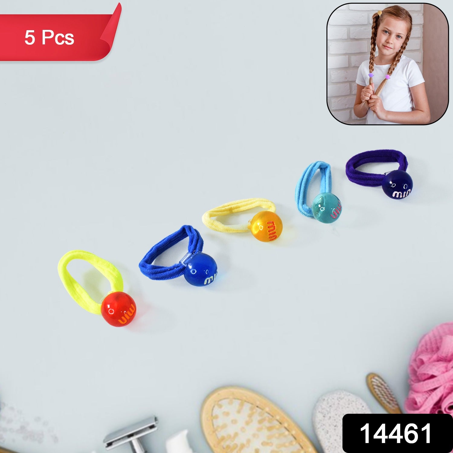 Small Ball Elastic Hairbands (Pack of 5 / Multicolour) - Shivani Jaswal Small Ball Elastic Hairbands (Pack of 5 / Multicolour)