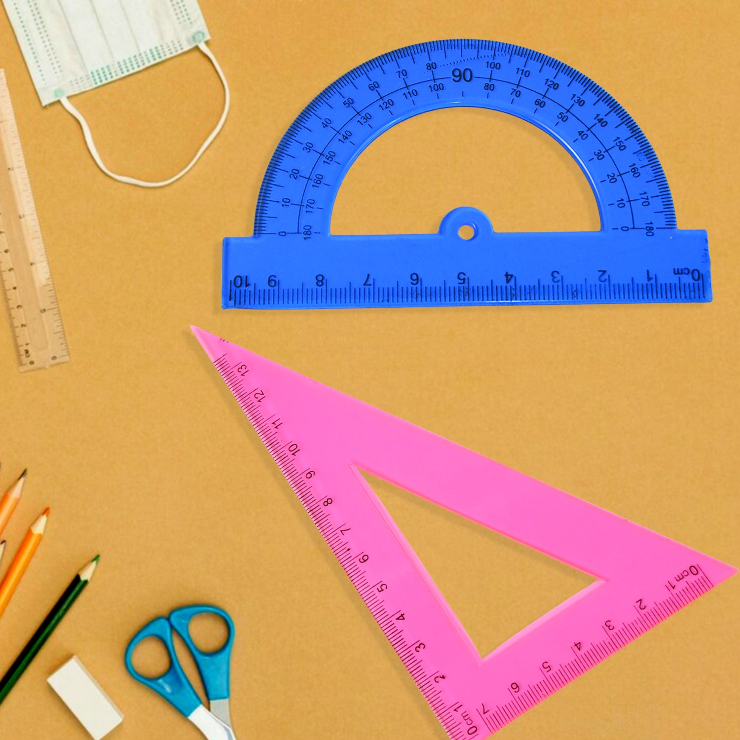 4-Piece Geometry Set, Triangle Ruler Protractor Straight Ruler - Shivani Jaswal 4-Piece Geometry Set, Triangle Ruler Protractor Straight Ruler