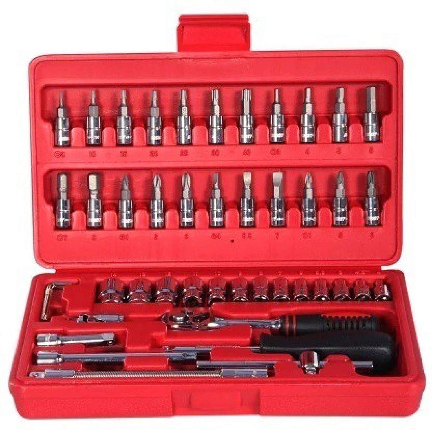 Socket 1 / 4 Inch Combination Repair Tool Kit (Red, 46 pcs) - Shivani Jaswal Socket 1 / 4 Inch Combination Repair Tool Kit (Red, 46 pcs)