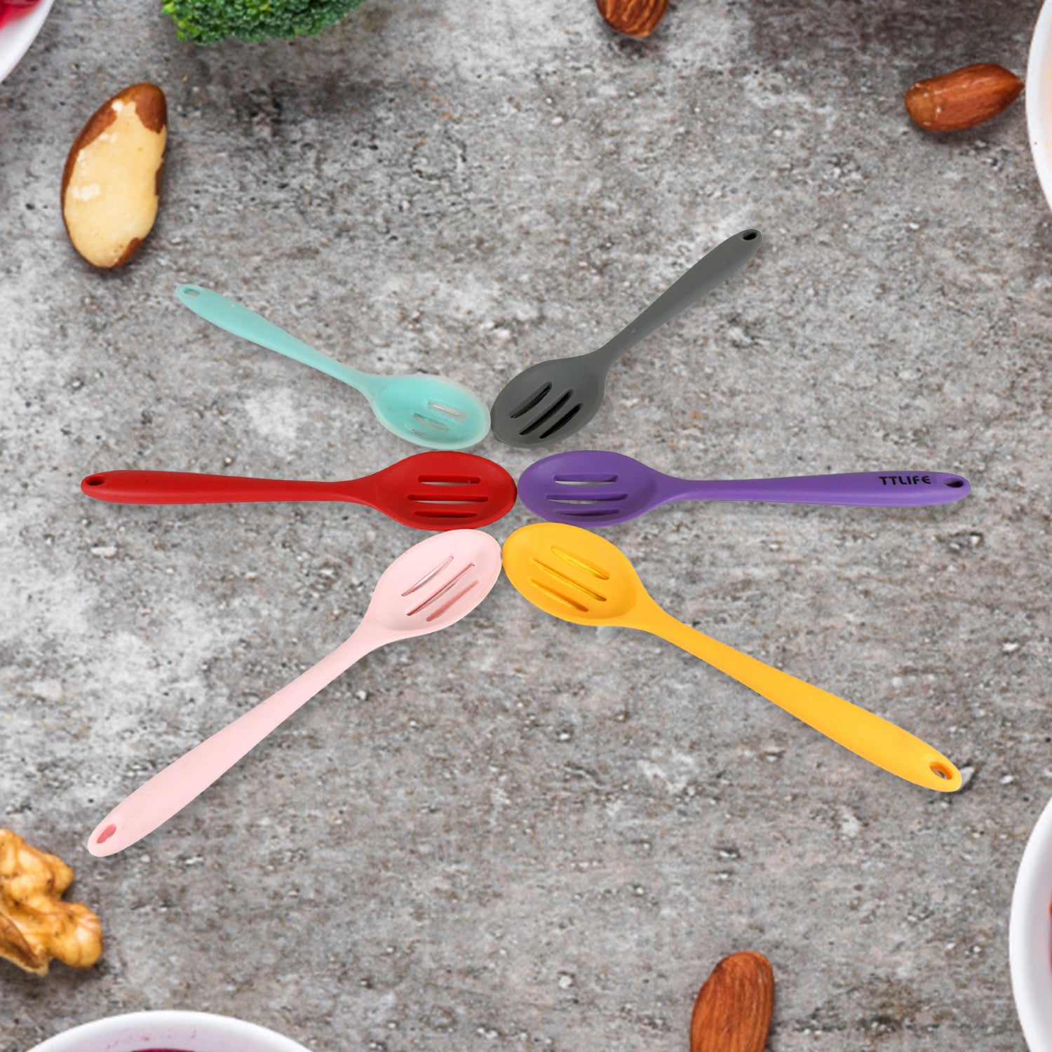 Multipurpose Silicone Spoon, Silicone Basting Spoon Non-Stick Kitchen Utensils Household Gadgets Heat-Resistant Non Stick Spoons Kitchen Cookware Items For Cooking and Baking (6 Pcs Set) - Shivani Jaswal Multipurpose Silicone Spoon, Silicone Basting Spoon Non-Stick Kitchen Utensils Household Gadgets Heat-Resistant Non Stick Spoons Kitchen Cookware Items For Cooking and Baking (6 Pcs Set)