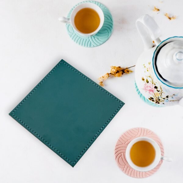 Square Leather Tea Coaster â€“ Durable Dining Table Accessory (1 Pc)
