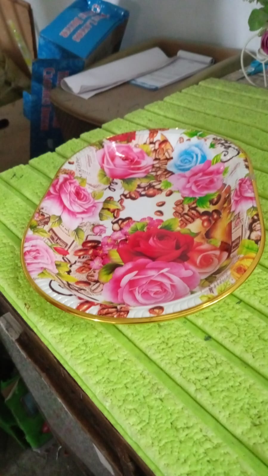 Big Plastic Flower Printed Design Serving Tray (1 Pc / 35 x 24 CM / Mix Color) - Shivani Jaswal Big Plastic Flower Printed Design Serving Tray (1 Pc / 35 x 24 CM / Mix Color)