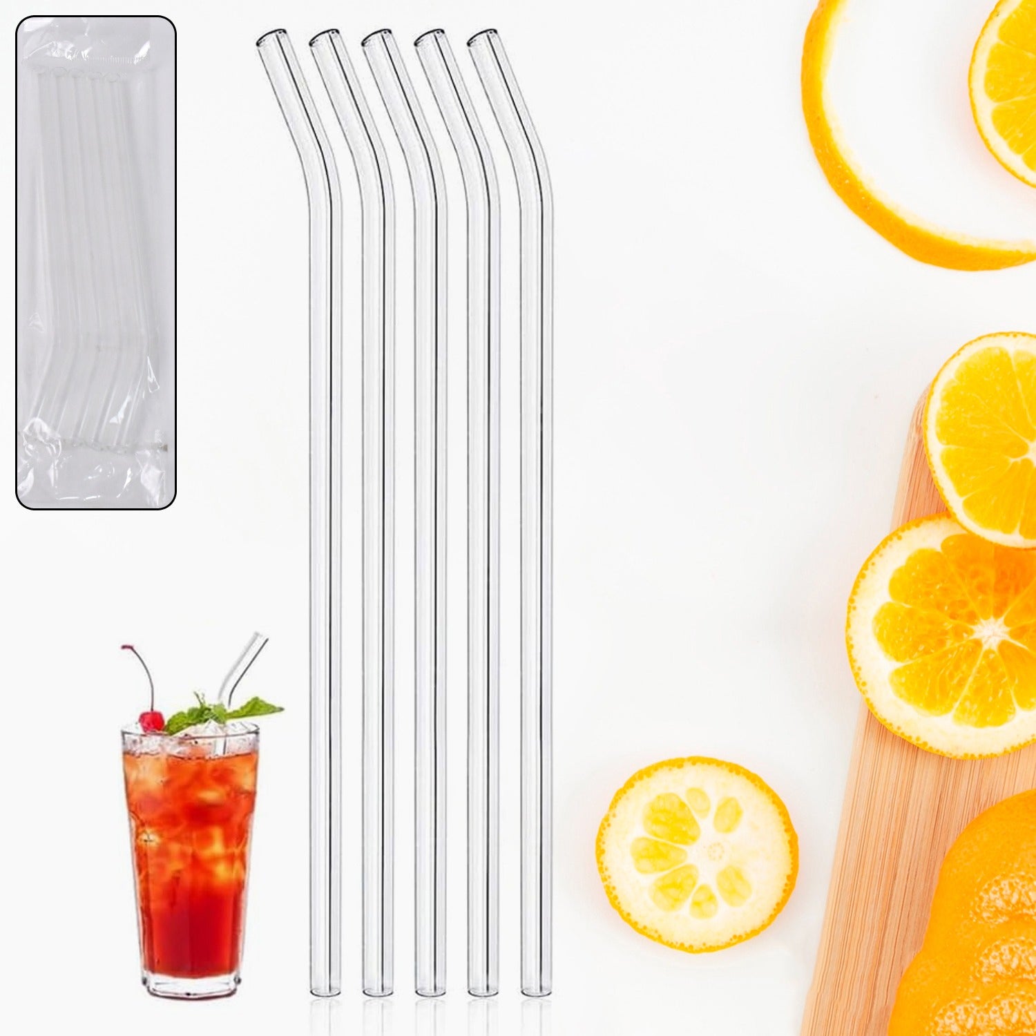 Reusable Glass Straws Clear Glass Drinking Straw 5Pc - Shivani Jaswal Reusable Glass Straws Clear Glass Drinking Straw 5Pc