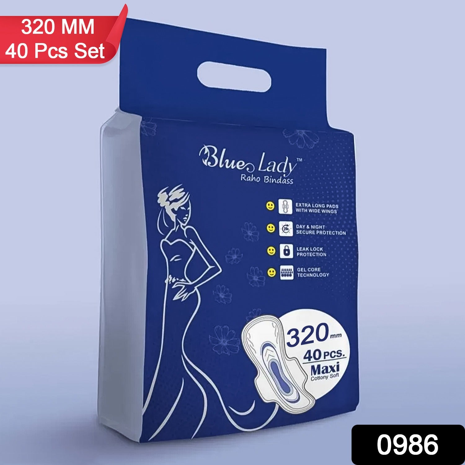Blue Lady Extra Long Pads With Wides Wings Sanitary Pads – 320 mm, 40-Pack - Shivani Jaswal Blue Lady Extra Long Pads With Wides Wings Sanitary Pads – 320 mm, 40-Pack