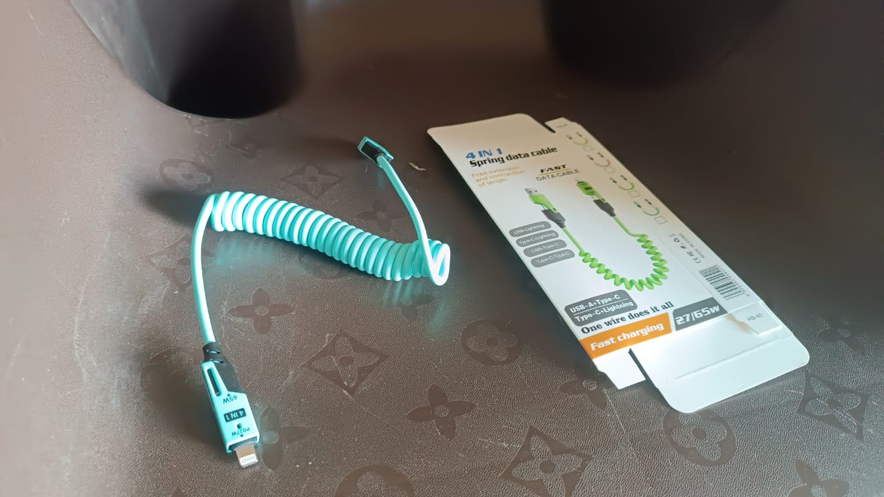 4 in 1 Spring Fast Charging Cable (1 Pc / 1.5 Mtr Long) - Shivani Jaswal 4 in 1 Spring Fast Charging Cable (1 Pc / 1.5 Mtr Long)