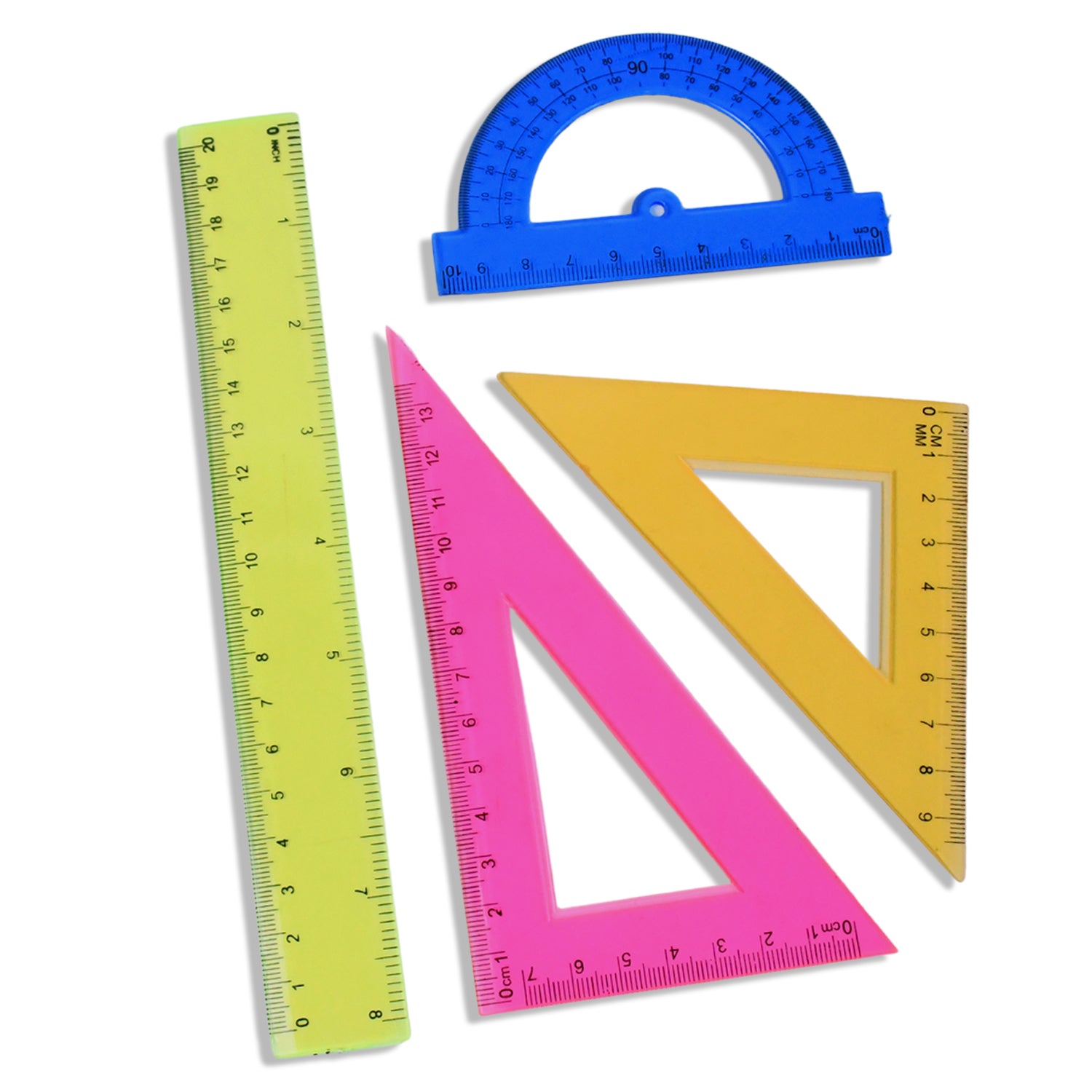 4-Piece Geometry Set, Triangle Ruler Protractor Straight Ruler - Shivani Jaswal 4-Piece Geometry Set, Triangle Ruler Protractor Straight Ruler