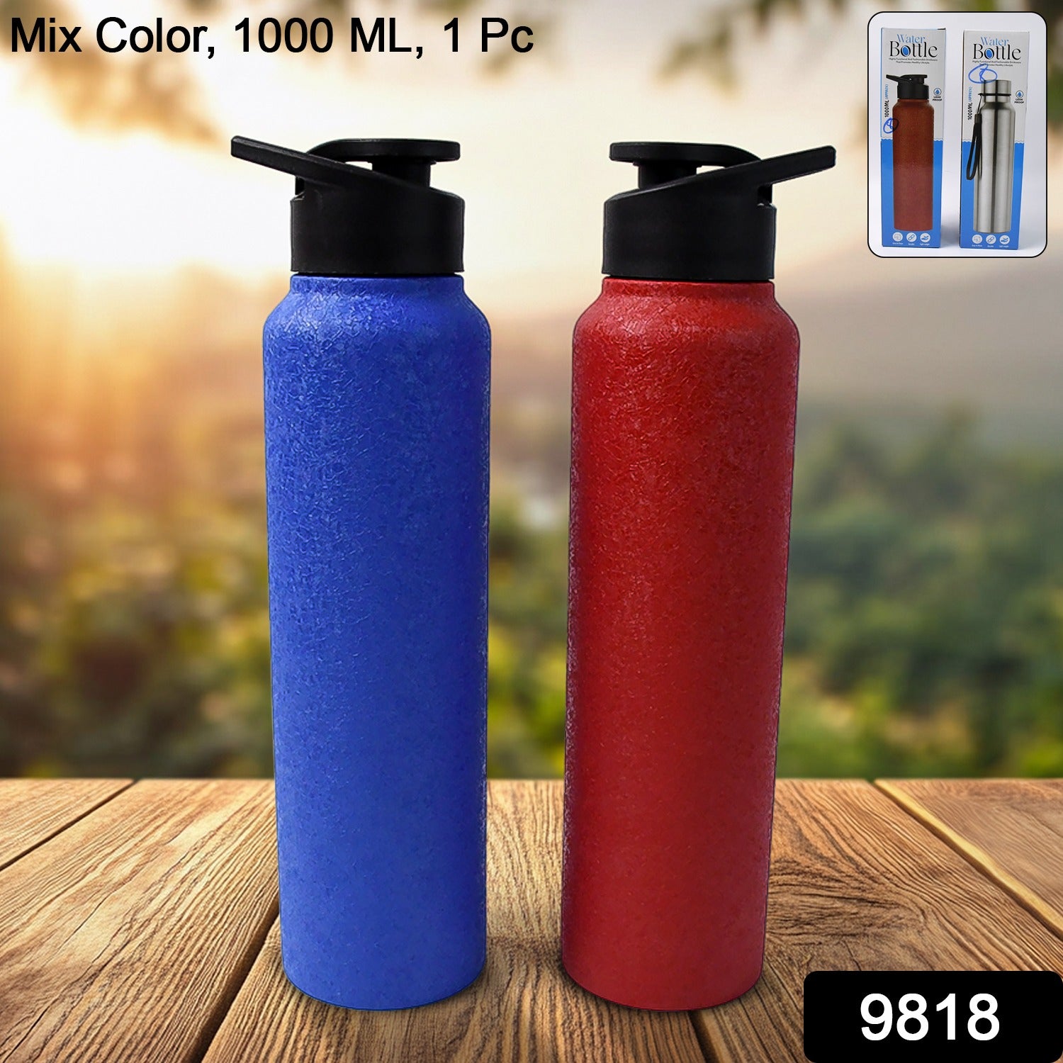 Stainless Steel Water Bottle, Fridge Water Bottle (1000ML / Mix Colour / 1 Pc) - Shivani Jaswal Stainless Steel Water Bottle, Fridge Water Bottle (1000ML / Mix Colour / 1 Pc)