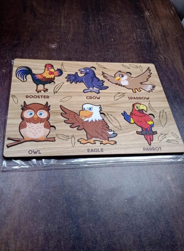 Wooden Bird Puzzle Learning Educational Board (1 Set / 28Ã—20 Cm)
