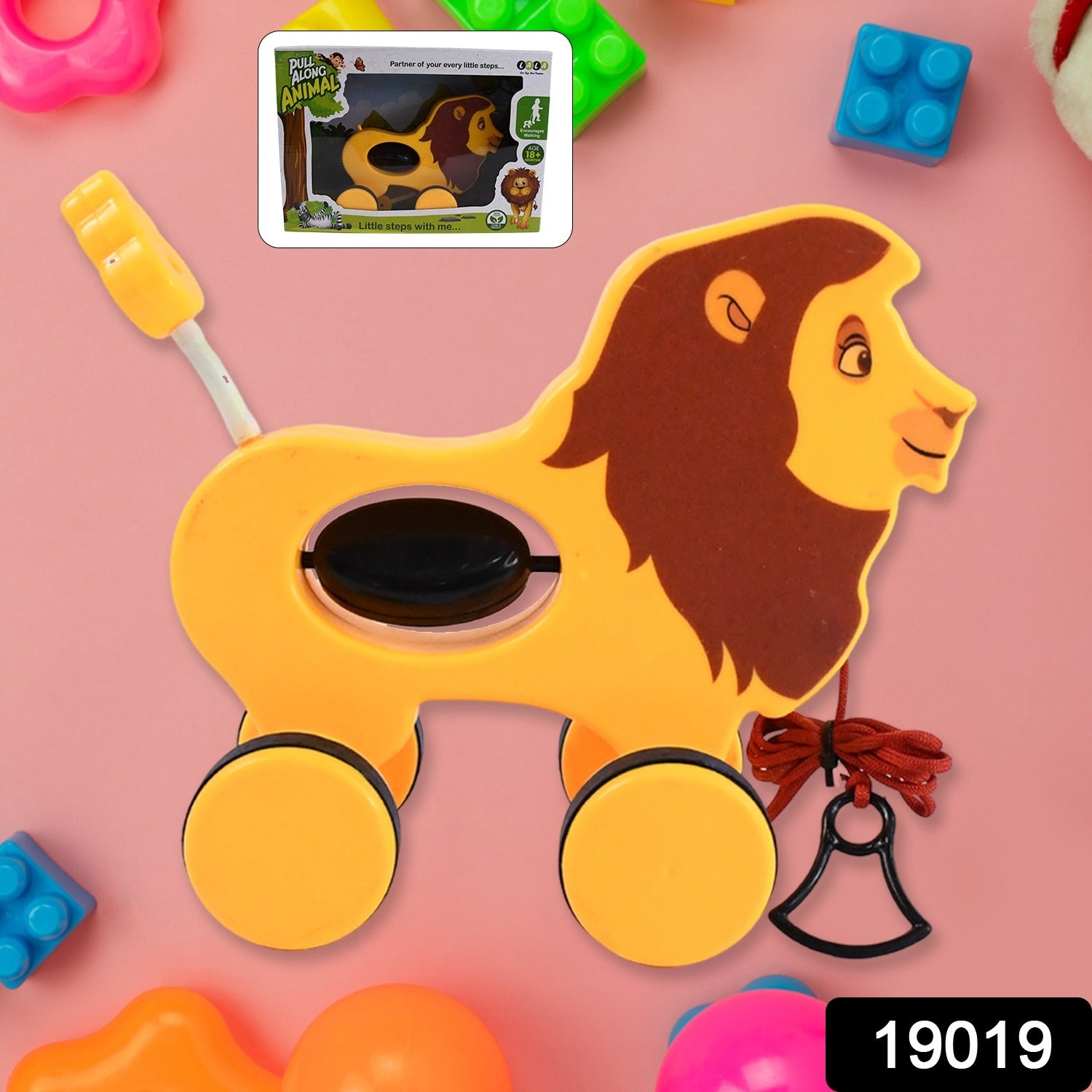 Lion Pull Along Toy, Baby Early Walking Pull Toy (1 Pc) - Shivani Jaswal Lion Pull Along Toy, Baby Early Walking Pull Toy (1 Pc)