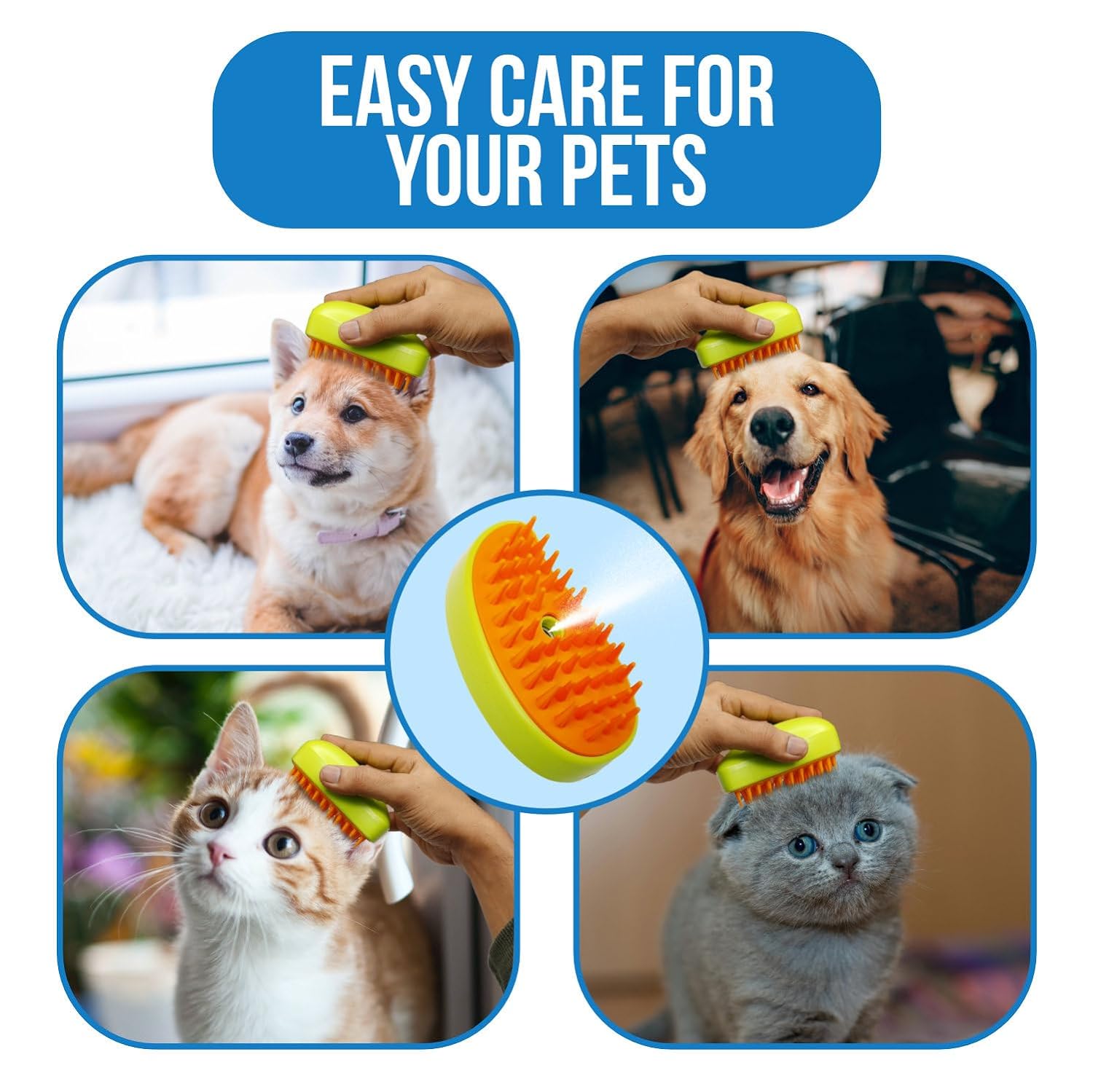 3-in-1 Cat Steamy Brush – Self-Cleaning Pet Grooming & Hair Removal Comb - Shivani Jaswal 3-in-1 Cat Steamy Brush – Self-Cleaning Pet Grooming & Hair Removal Comb