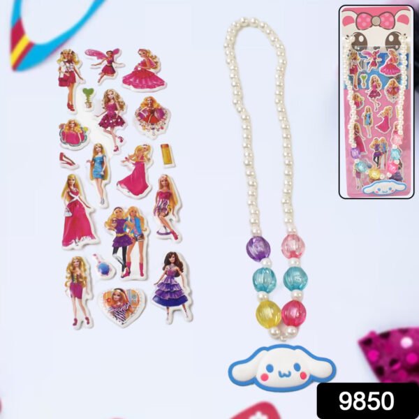Self Adhesive Stickers Mix Design Kids Beaded Necklace (1 Set)
