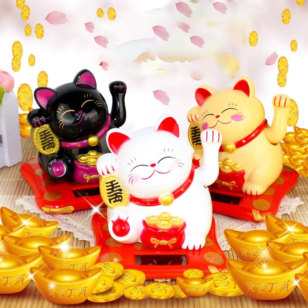 Solar Powered Happy Cat Beautiful with Arm Waves Wealth Cat (1 Pc / Mix Color) - Shivani Jaswal Solar Powered Happy Cat Beautiful with Arm Waves Wealth Cat (1 Pc / Mix Color)