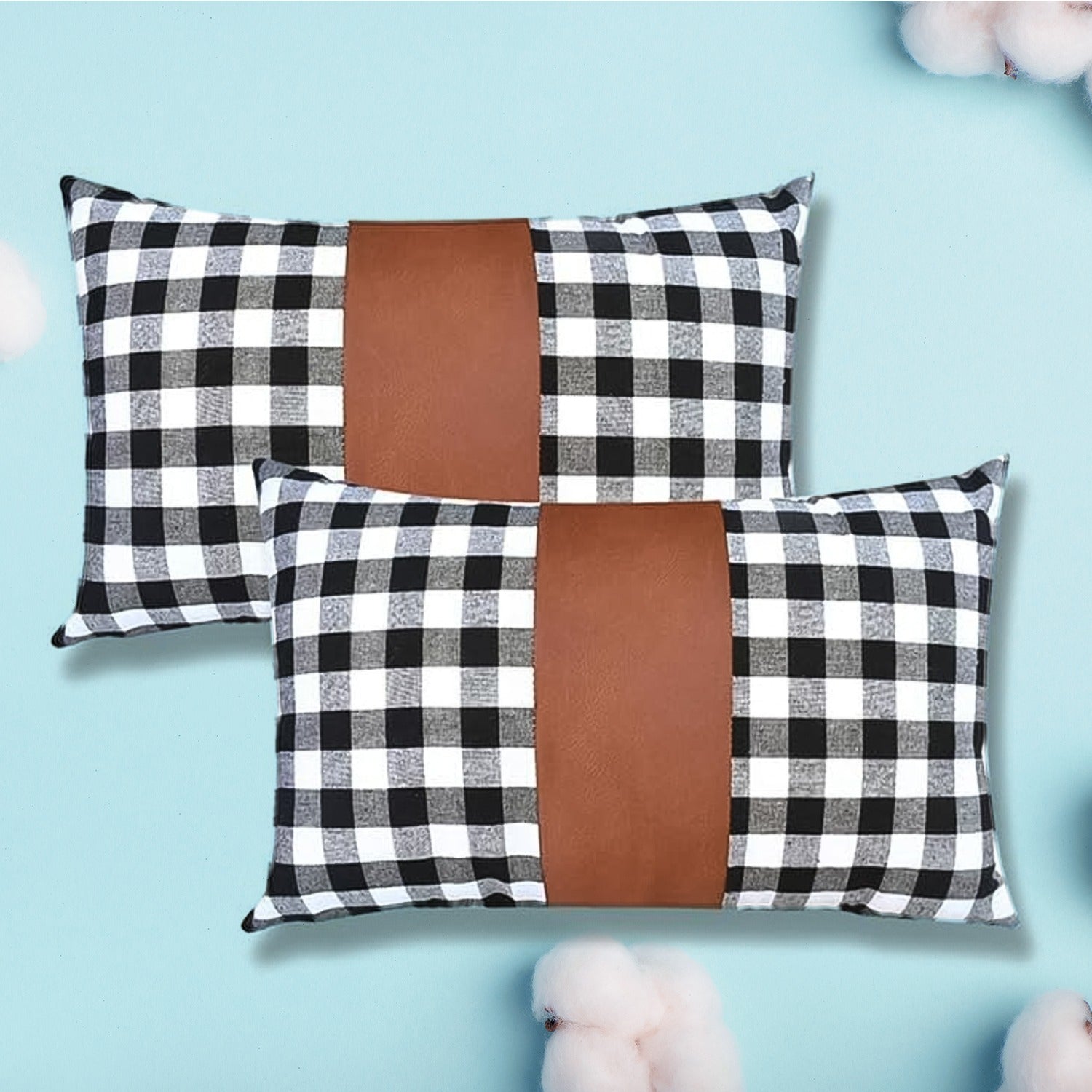 Pillow Covers, Leather & Cotton Cushion Covers (19 × 12 Inch / 1 Pair / 2 Pc) - Shivani Jaswal Pillow Covers, Leather & Cotton Cushion Covers (19 × 12 Inch / 1 Pair / 2 Pc)