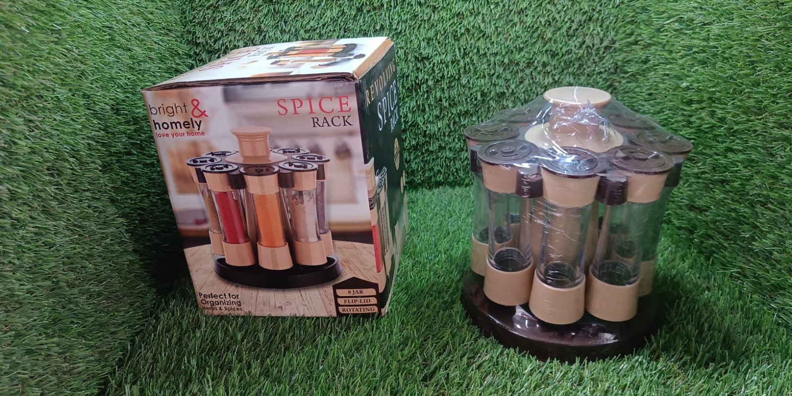 Revolving Spice Rack, 8 Spice jars with 120 ml, Condiment Set - Shivani Jaswal Revolving Spice Rack, 8 Spice jars with 120 ml, Condiment Set