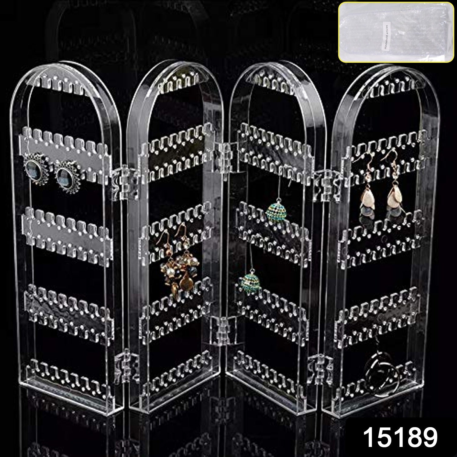 4 Folding Storage Hanger Acrylic Earring Screen Holder Display Stand Clear (1 Set) - Shivani Jaswal 4 Folding Storage Hanger Acrylic Earring Screen Holder Display Stand Clear (1 Set)