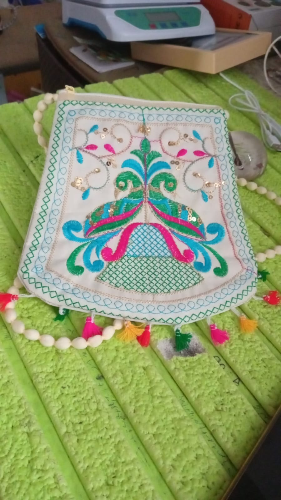Handcrafted Cotton Embroidered Shoulder Bag / Purse for Girls & women (1 Pc / 9 Inch / Mix Desing) - Shivani Jaswal Handcrafted Cotton Embroidered Shoulder Bag / Purse for Girls & women (1 Pc / 9 Inch / Mix Desing)