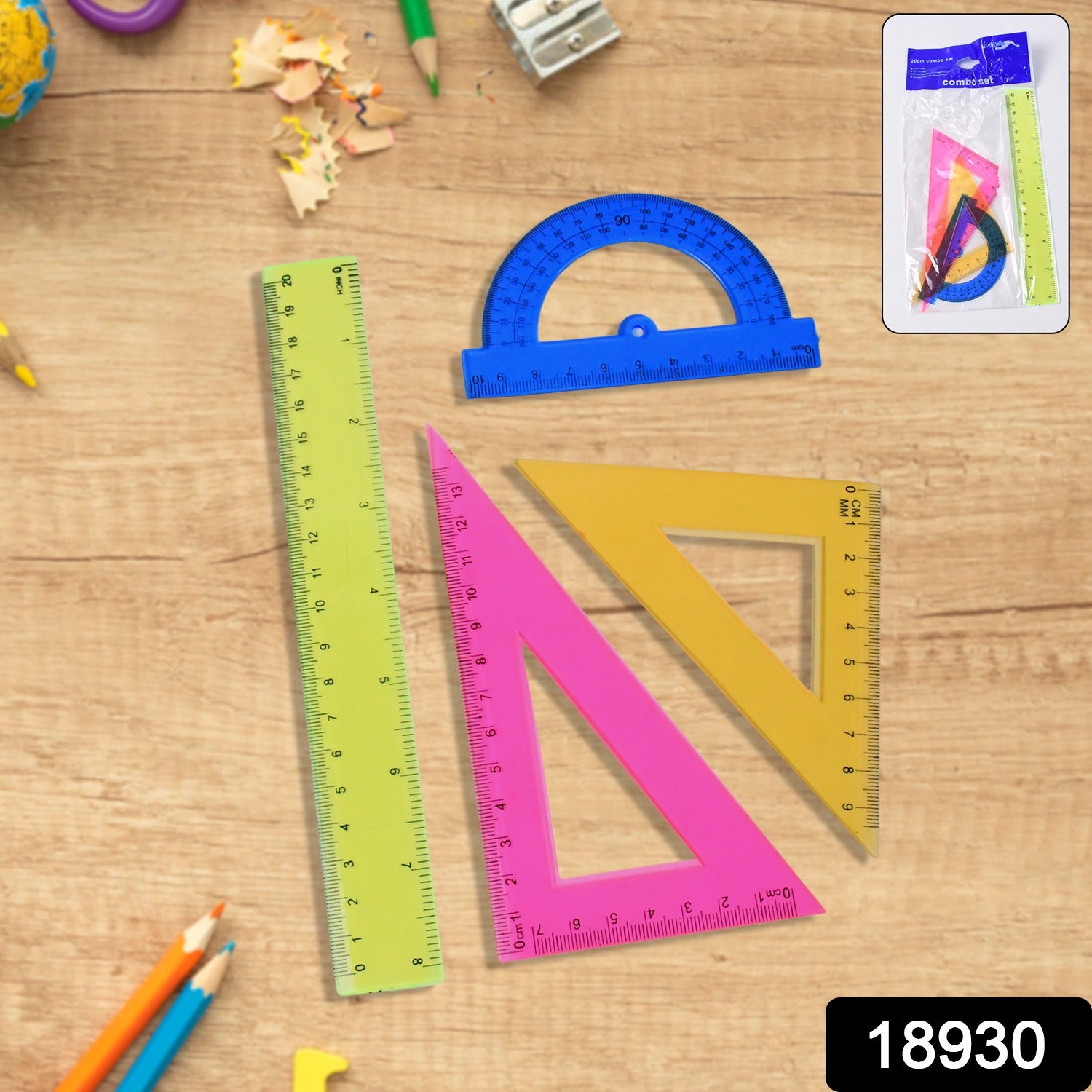 4-Piece Geometry Set, Triangle Ruler Protractor Straight Ruler - Shivani Jaswal 4-Piece Geometry Set, Triangle Ruler Protractor Straight Ruler