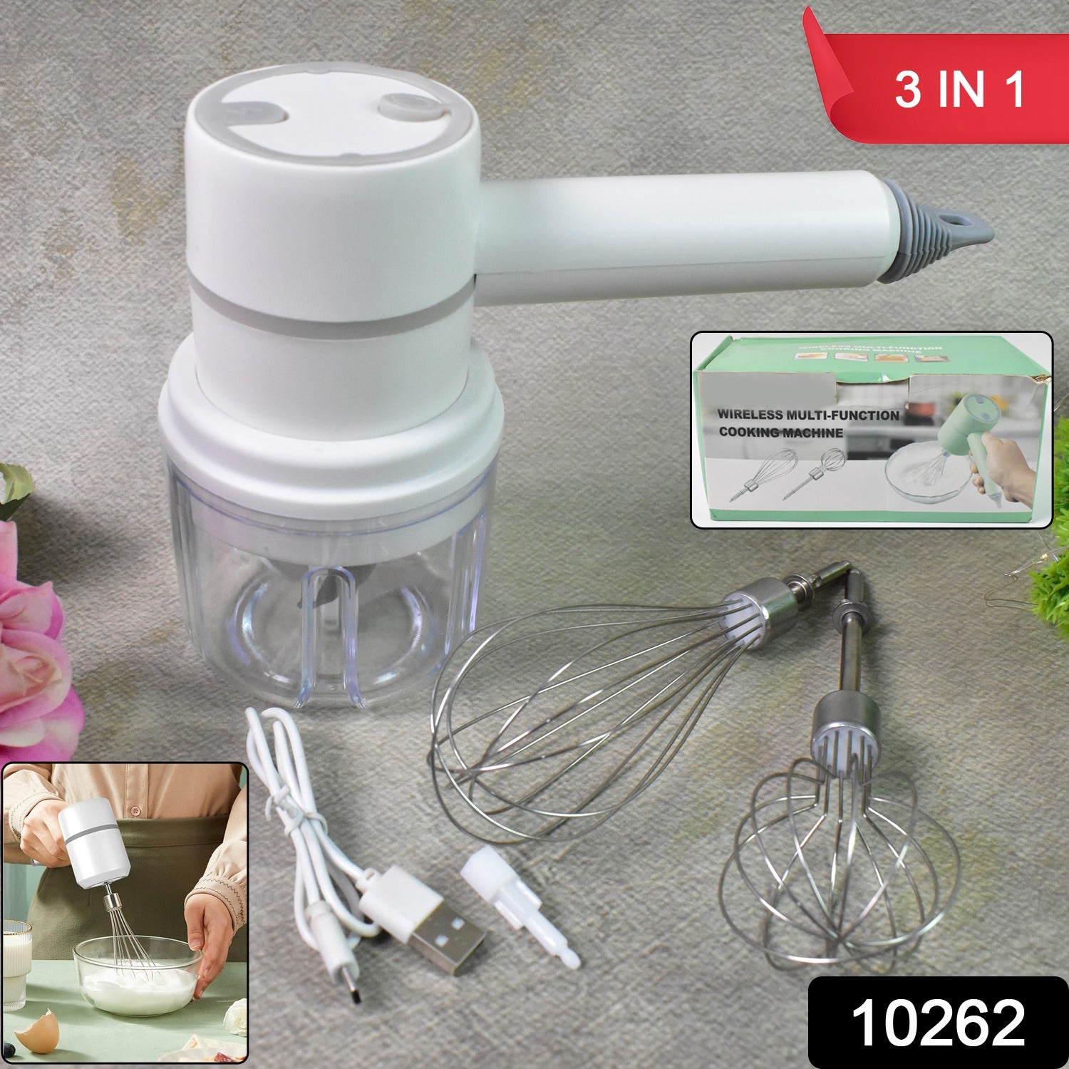 Hand Mixer Food Chopper Cordless 3 in 1 Electric Hand Mixer (1 Set) - Shivani Jaswal Hand Mixer Food Chopper Cordless 3 in 1 Electric Hand Mixer (1 Set)