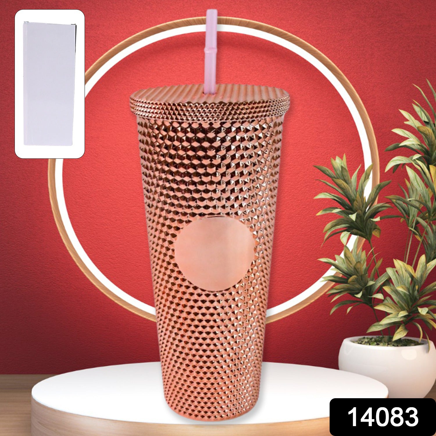 Studded Cup Tumbler Straw Lid - Plastic Double Walled Cold Cup for iced Coffee - Shivani Jaswal Studded Cup Tumbler Straw Lid - Plastic Double Walled Cold Cup for iced Coffee