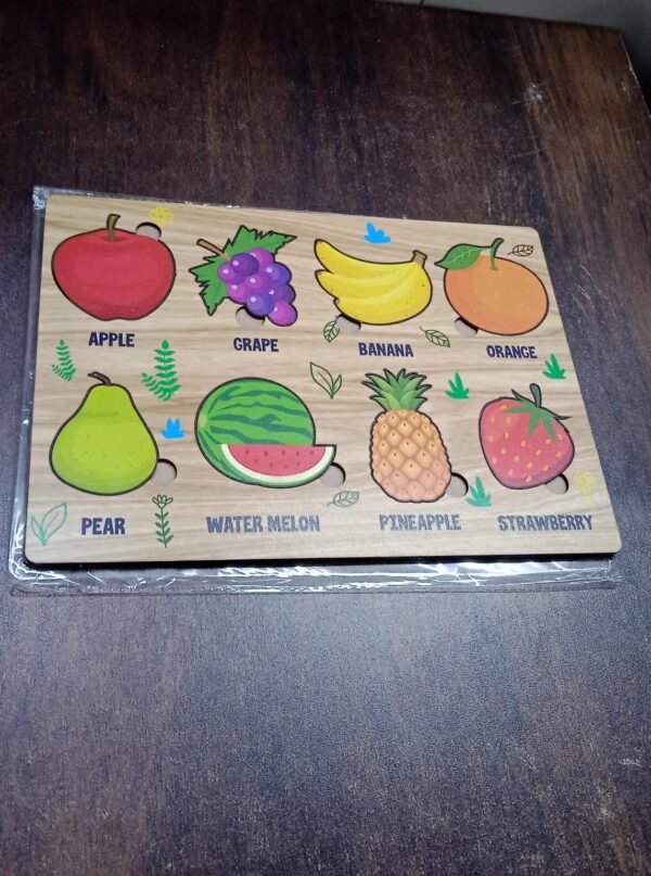 Wooden Fruits Puzzle Learning Educational Board (1 Set / 28Ã—20 Cm)