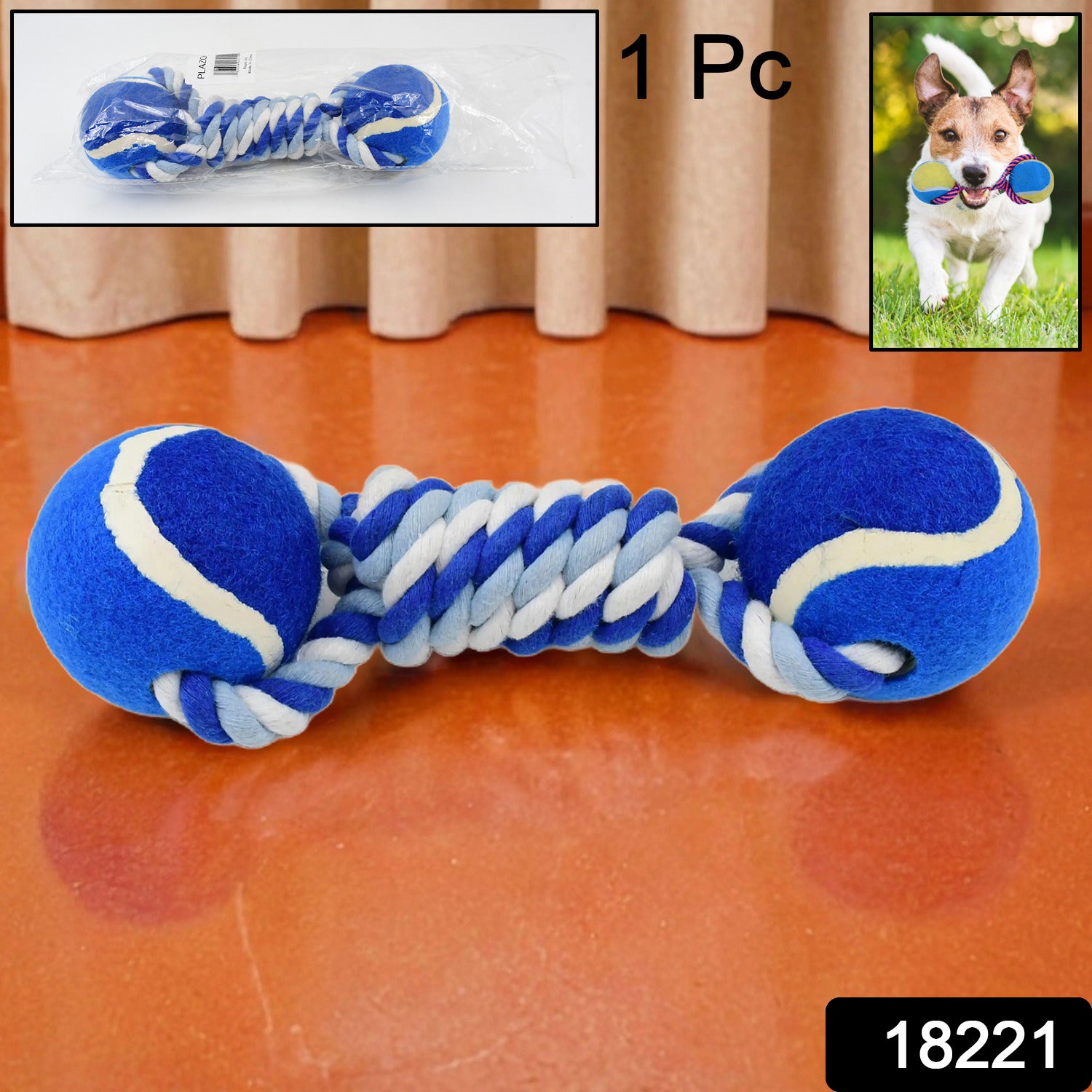 Durable Cotton Rope Dog Toy Two-Way Ball Design (1 Pc) - Shivani Jaswal Durable Cotton Rope Dog Toy Two-Way Ball Design (1 Pc)