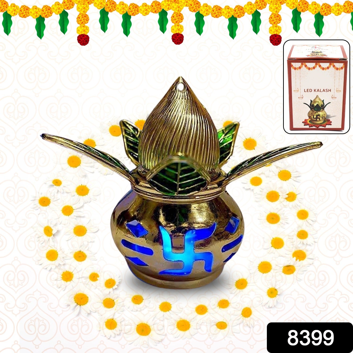 Gold Plated Eco Friendly LED Kalash for Pooja Mandir (1 pc / Multicolor LED) - Shivani Jaswal Gold Plated Eco Friendly LED Kalash for Pooja Mandir (1 pc / Multicolor LED)