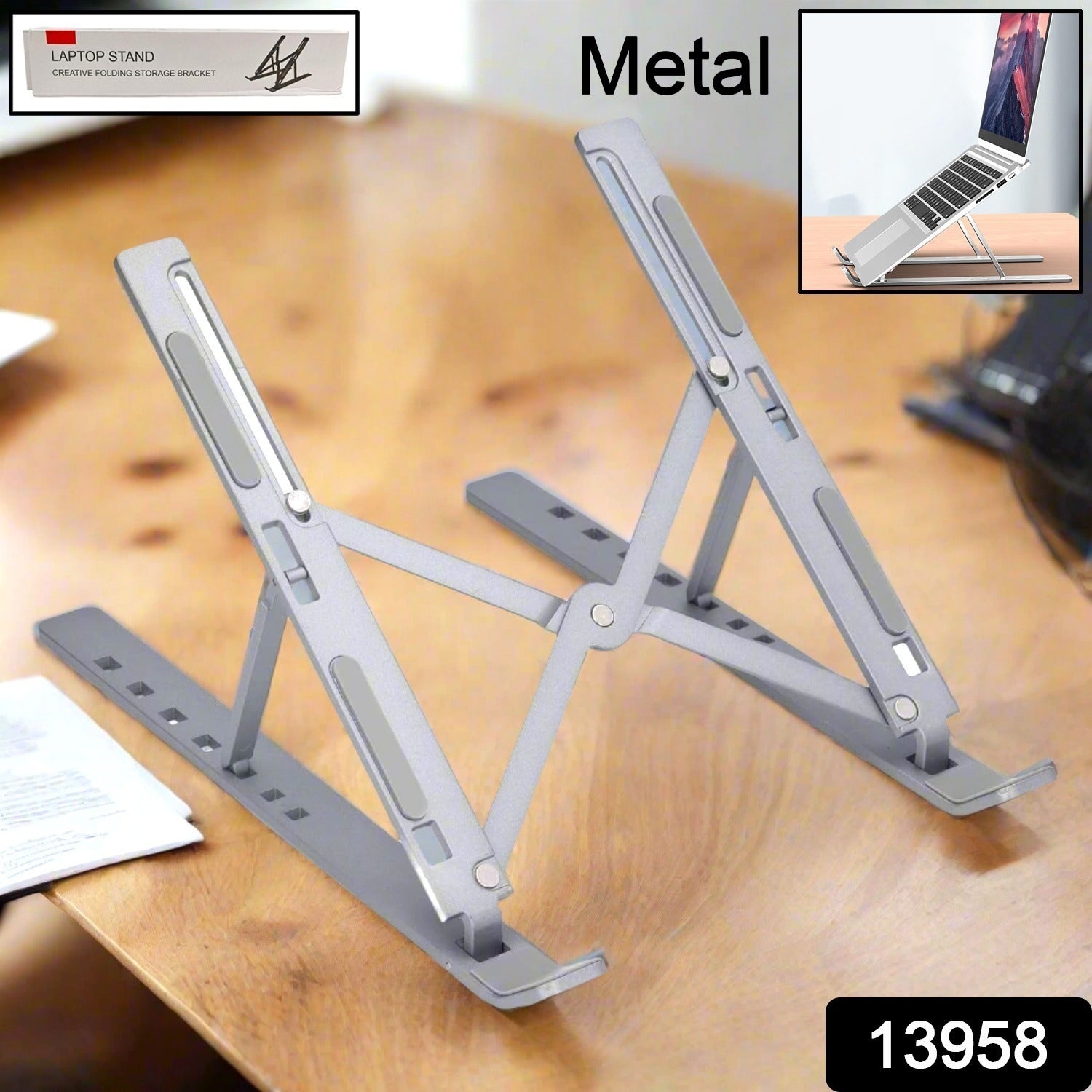 Metal Portable Laptop Stand, with 7 Adjustable Angles (1 Pc) - Shivani Jaswal Metal Portable Laptop Stand, with 7 Adjustable Angles (1 Pc)