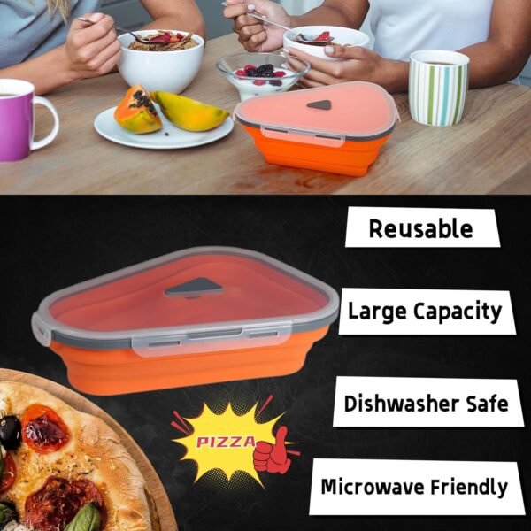 Reusable Expandable Pizza Storage Container with 5 Microwavable Trays â€“ Adjustable for Home & Outdoor Use