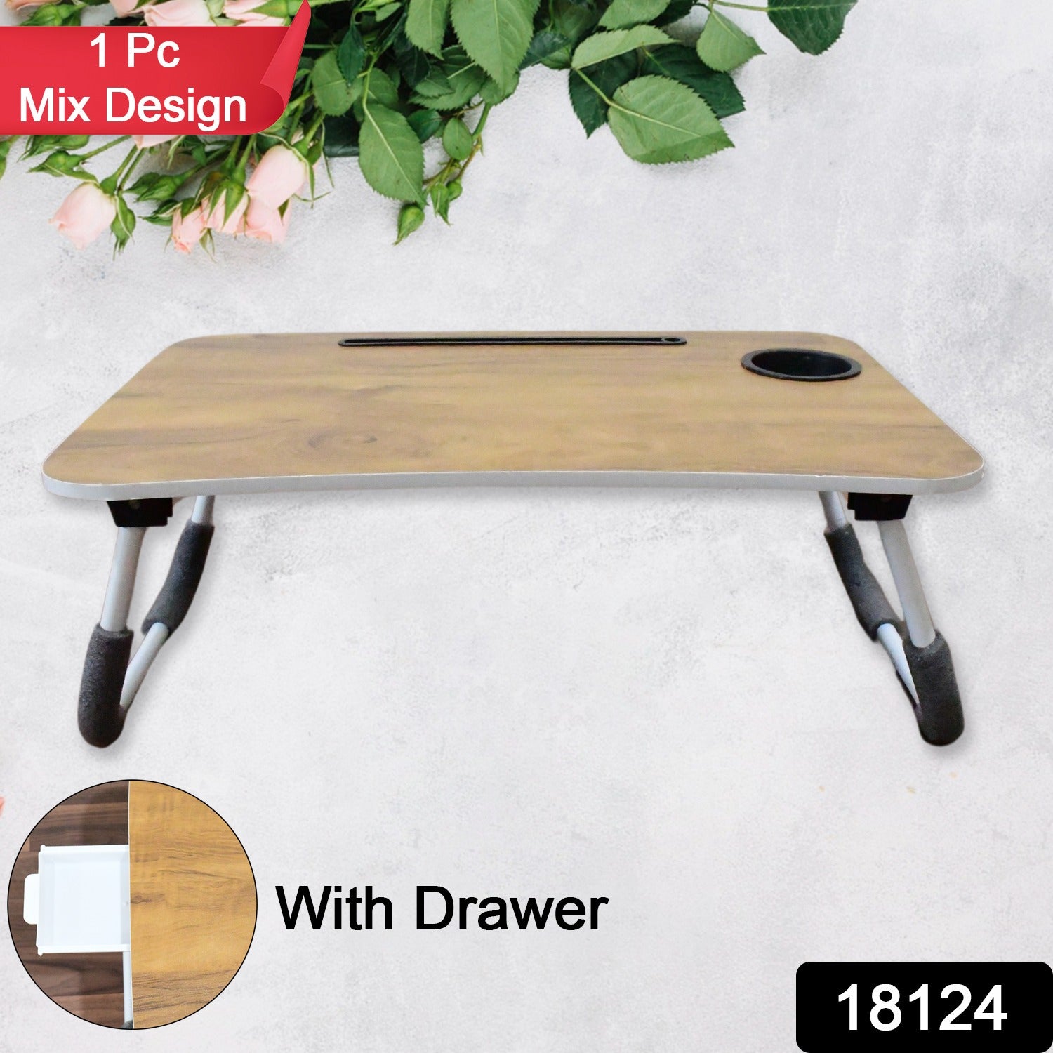 Multi-Purpose Laptop Desk for Study and Reading with Foldable, Cupholder & Drawer (1 Pc / Mix Plain Design / 58×38 Cm) - Shivani Jaswal Multi-Purpose Laptop Desk for Study and Reading with Foldable, Cupholder & Drawer (1 Pc / Mix Plain Design / 58×38 Cm)