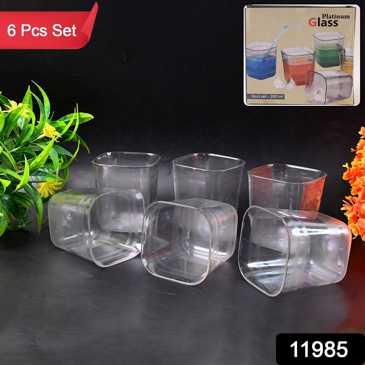 6pc Transparent Diamond Medium Serving Glass Set, Glass Set for Water, Juice etc - Shivani Jaswal 6pc Transparent Diamond Medium Serving Glass Set, Glass Set for Water, Juice etc