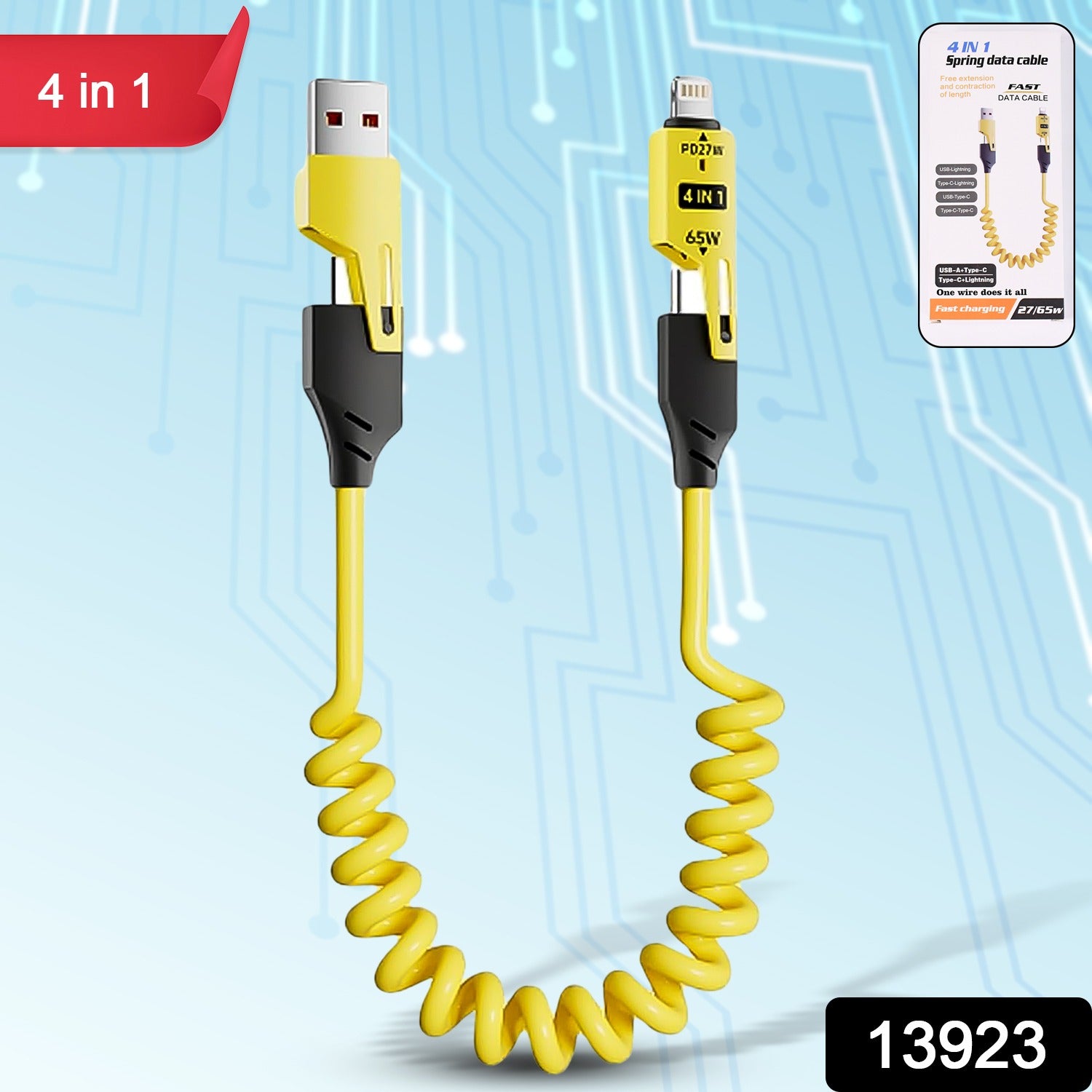 4 in 1 Spring Fast Charging Cable (1 Pc / 1.5 Mtr Long) - Shivani Jaswal 4 in 1 Spring Fast Charging Cable (1 Pc / 1.5 Mtr Long)