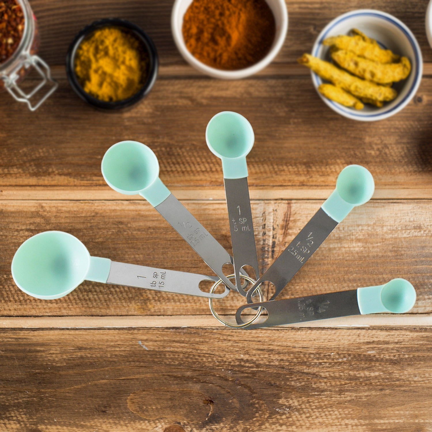 Stainless Steel and Plastics Measuring Spoon (Set of 5 Pc) - Shivani Jaswal Stainless Steel and Plastics Measuring Spoon (Set of 5 Pc)