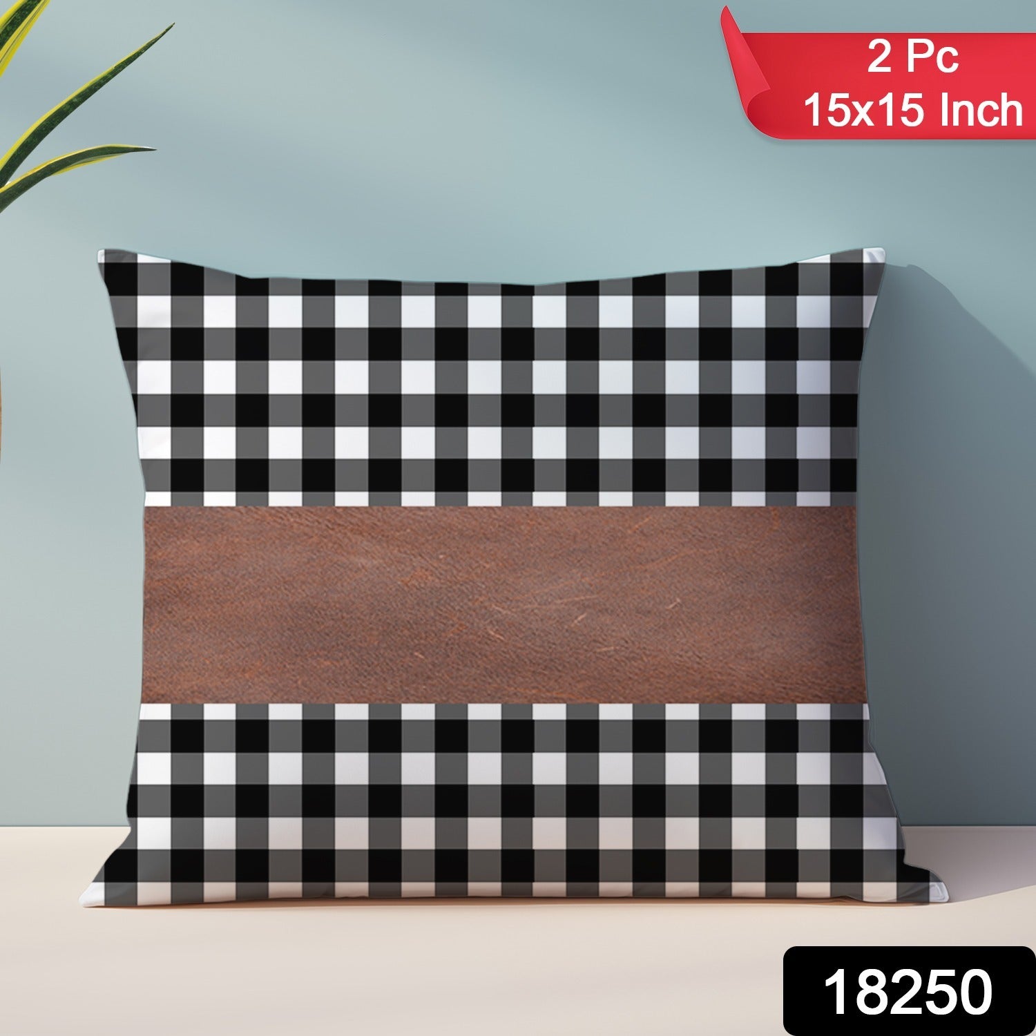Pillow Covers, Leather & Cotton Cushion Covers (15 × 15 Inch / 1 Pair / 2 Pc) - Shivani Jaswal Pillow Covers, Leather & Cotton Cushion Covers (15 × 15 Inch / 1 Pair / 2 Pc)