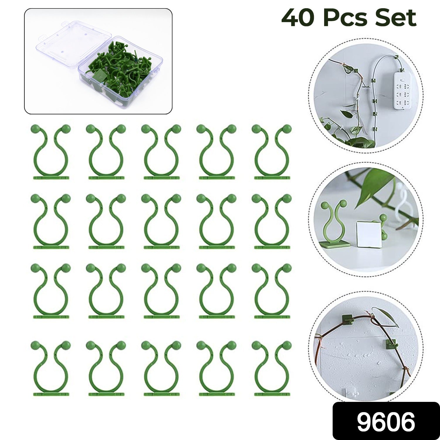 Plant Climbing Wall Fixture Clip Self-Adhesive Hook (40 Pcs Set / With plastic box) - Shivani Jaswal Plant Climbing Wall Fixture Clip Self-Adhesive Hook (40 Pcs Set / With plastic box)