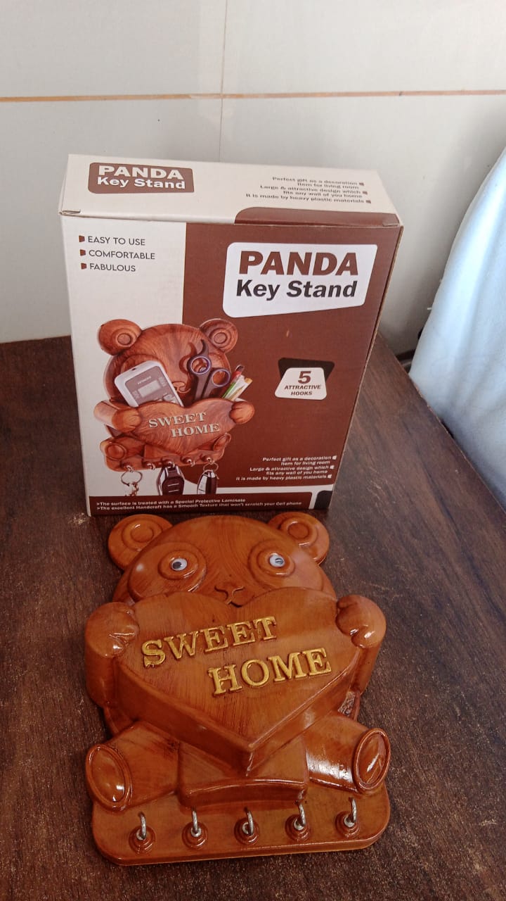 Cute Plastic Panda Key Holder, Wall Key Rack with 5 Hooks (1 Pc) - Shivani Jaswal Cute Plastic Panda Key Holder, Wall Key Rack with 5 Hooks (1 Pc)