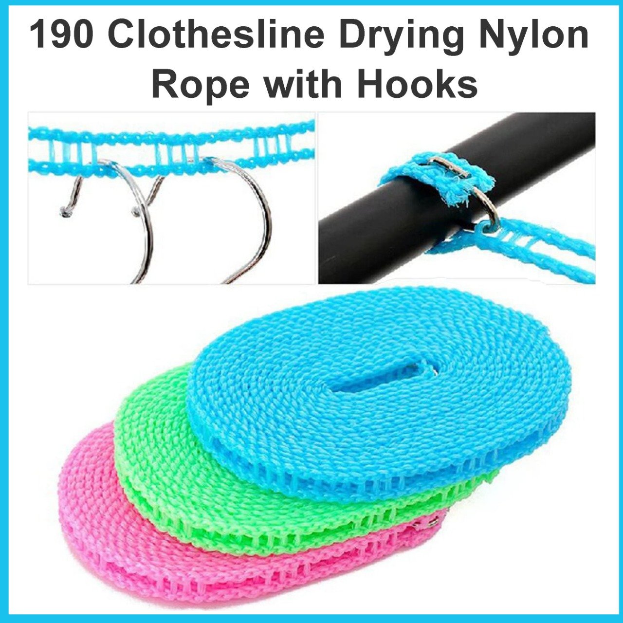 Clothesline Drying Nylon Rope with Hooks - Shivani Jaswal Clothesline Drying Nylon Rope with Hooks