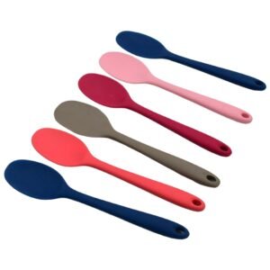 Multipurpose Silicone Spoon, Silicone Basting Spoon Non-Stick Kitchen Utensils Household Gadgets Heat-Resistant Non Stick Spoons Kitchen Cookware Items ForÂ Cooking and Baking (6 Pcs Set)