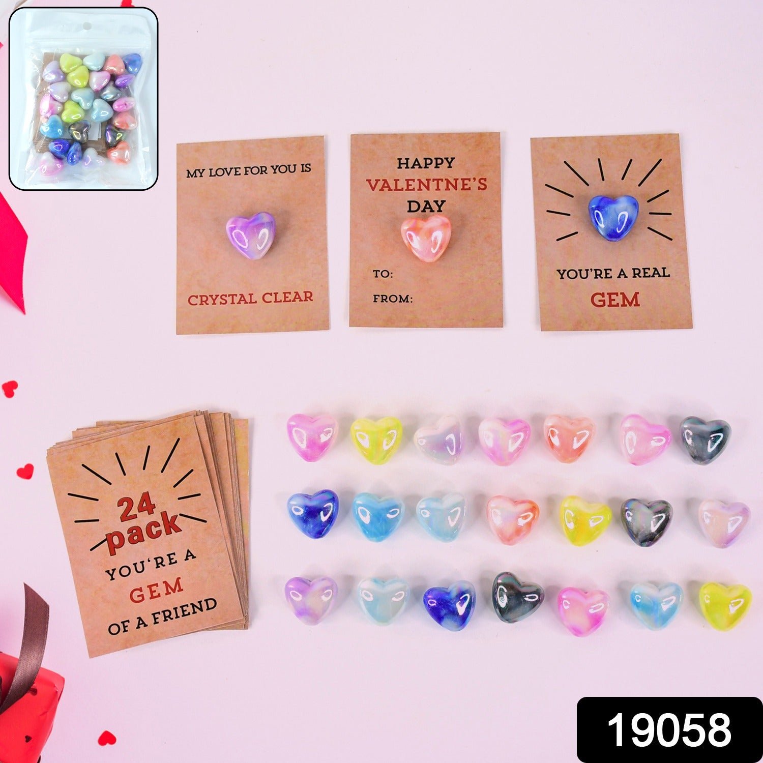 Heart-Shaped Crystal Gem Valentines with Gift Cards (24 Pc) - Shivani Jaswal Heart-Shaped Crystal Gem Valentines with Gift Cards (24 Pc)
