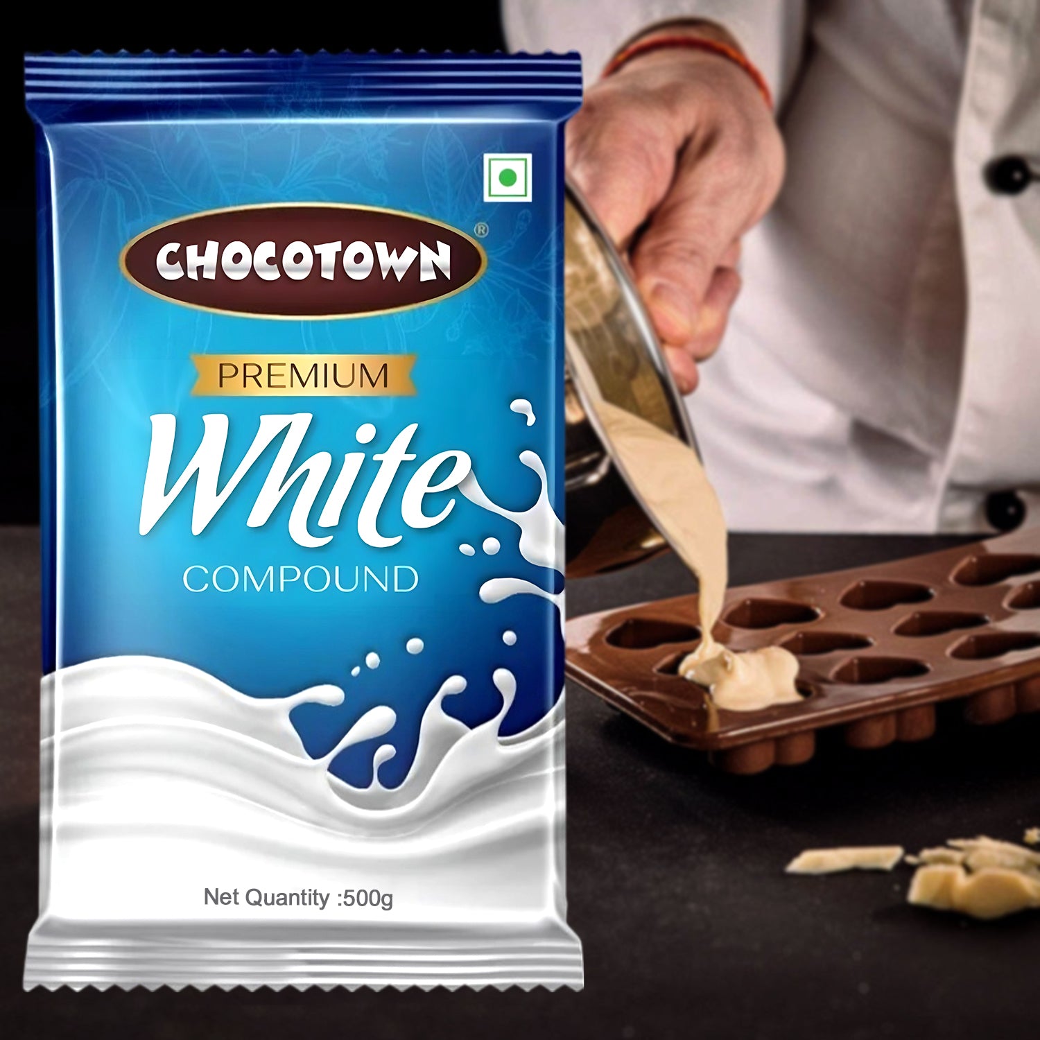 Chocotown Premium White Choco Compound Slab, 500gm - Shivani Jaswal Chocotown Premium White Choco Compound Slab, 500gm