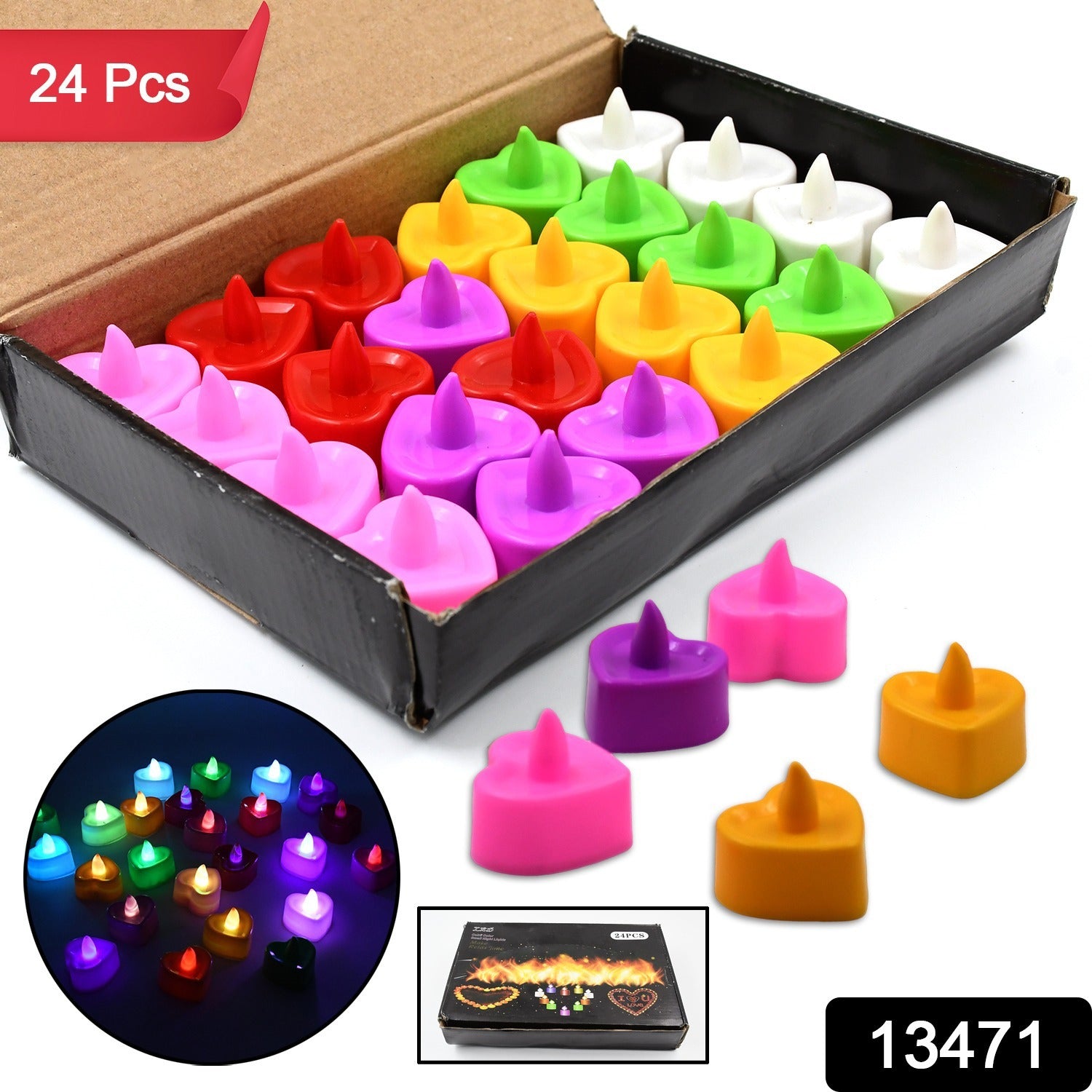 Heart Shape Battery Operated Tea Light LED Candles, for Decoration Use (24 Pc Set) - Shivani Jaswal Heart Shape Battery Operated Tea Light LED Candles, for Decoration Use (24 Pc Set)
