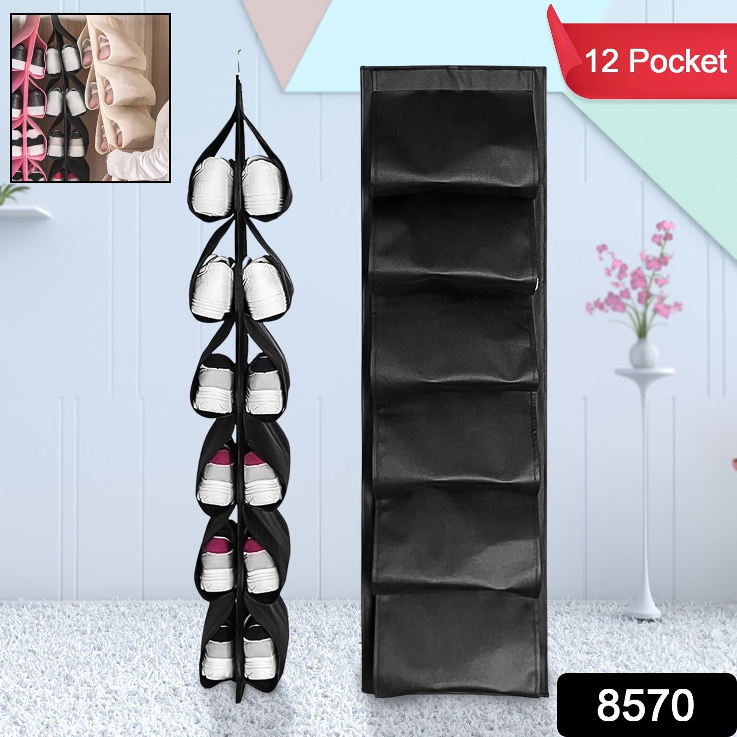 12 Grids Hanging Storage Bag (1 Pc / 12 Pocket / Mix Color) - Shivani Jaswal 12 Grids Hanging Storage Bag (1 Pc / 12 Pocket / Mix Color)