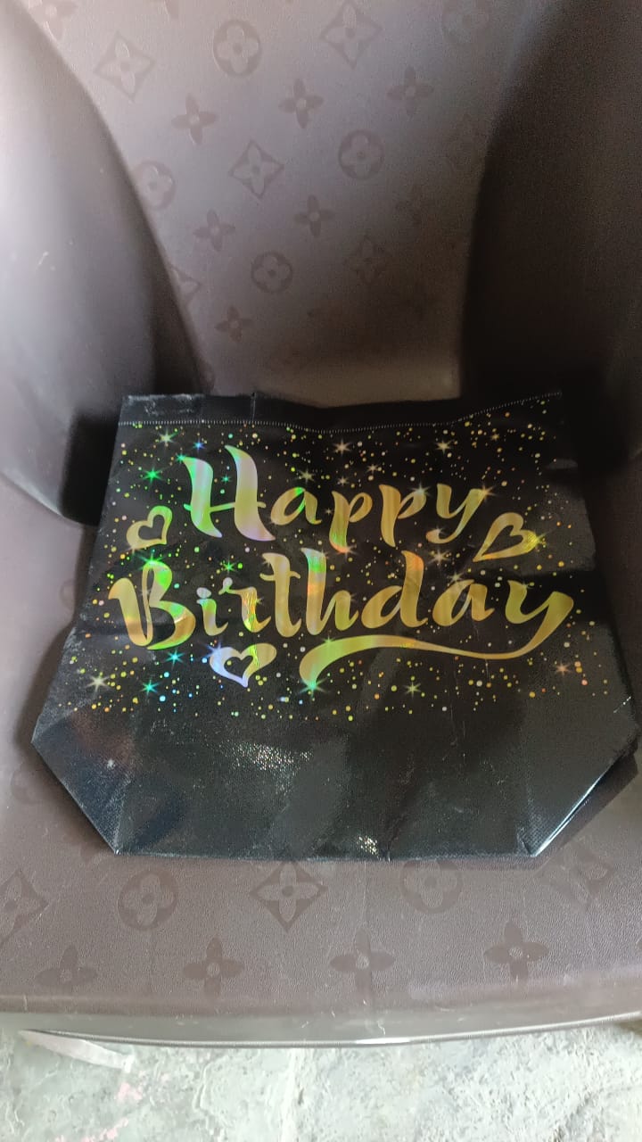 Birthday Gift Bag with Gold Shiny Stars, Reusable Party Gift Bags (1 Pc) - Shivani Jaswal Birthday Gift Bag with Gold Shiny Stars, Reusable Party Gift Bags (1 Pc)