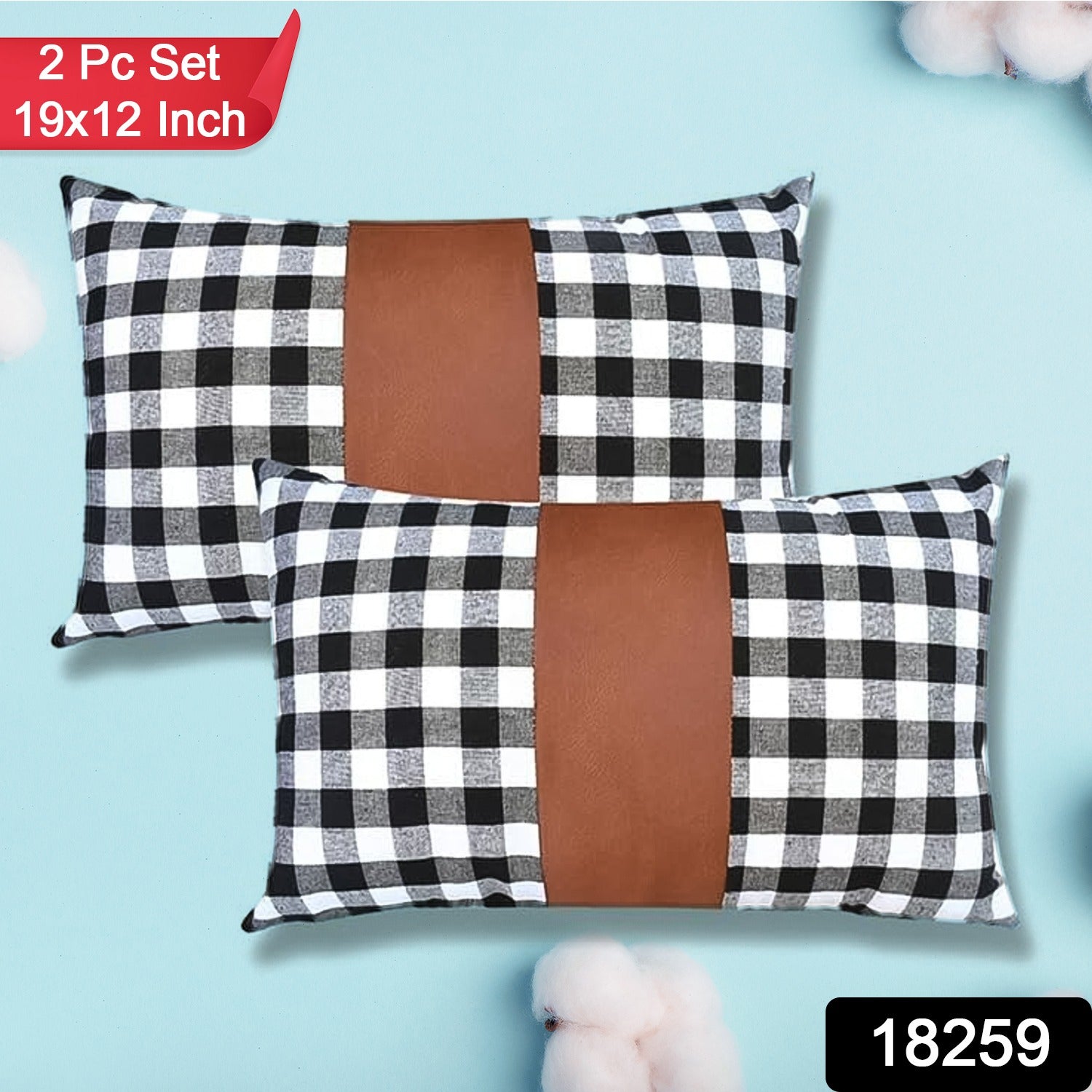 Pillow Covers, Leather & Cotton Cushion Covers (19 × 12 Inch / 1 Pair / 2 Pc) - Shivani Jaswal Pillow Covers, Leather & Cotton Cushion Covers (19 × 12 Inch / 1 Pair / 2 Pc)