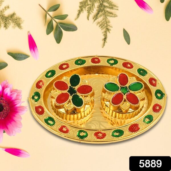 Oval Shape Special Puja Thali (1 Pc / Mix Design)