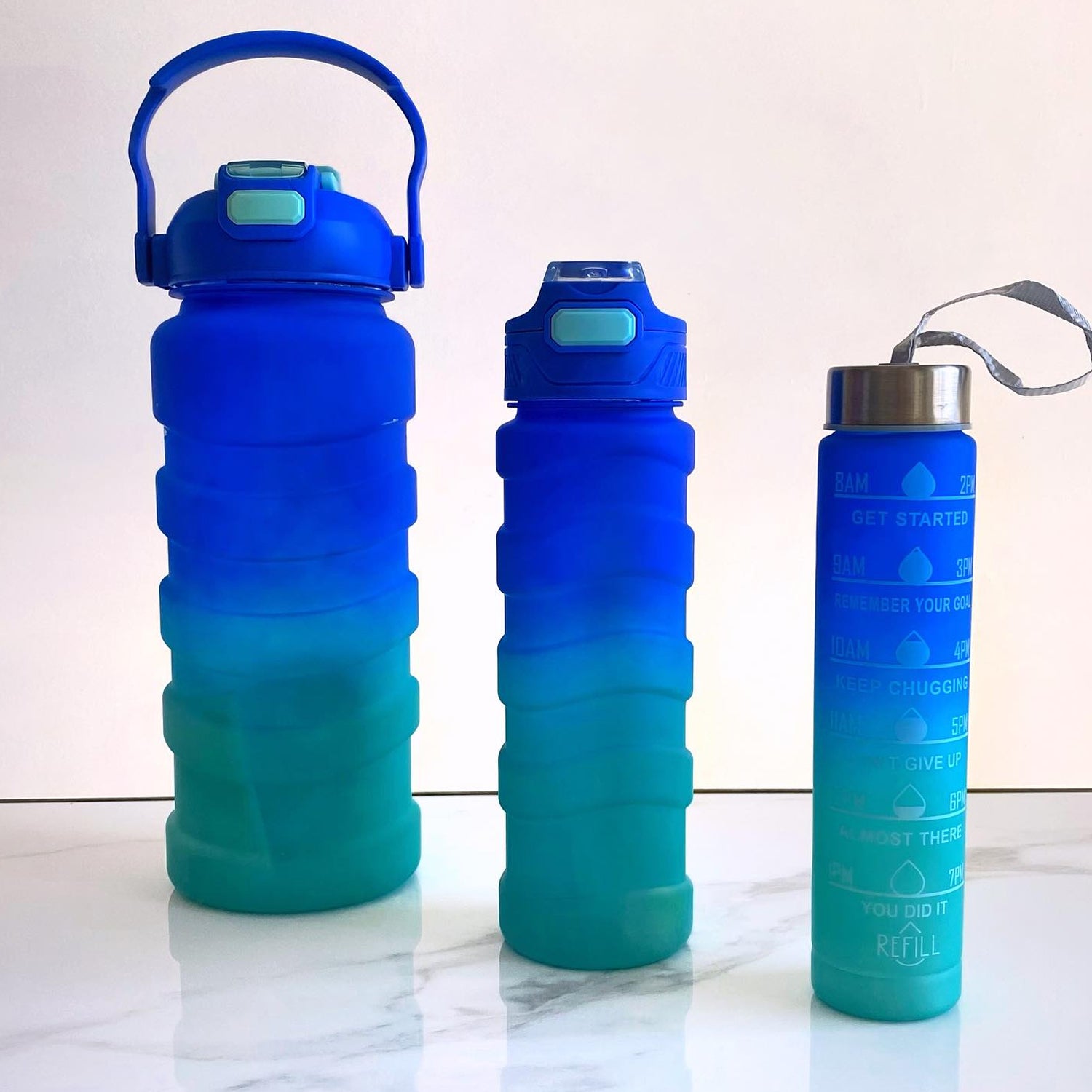 Plastic Water Bottle, 3 Different Size Bottle (3 Pc Set / With Straw & Sticker) - Shivani Jaswal Plastic Water Bottle, 3 Different Size Bottle (3 Pc Set / With Straw & Sticker)