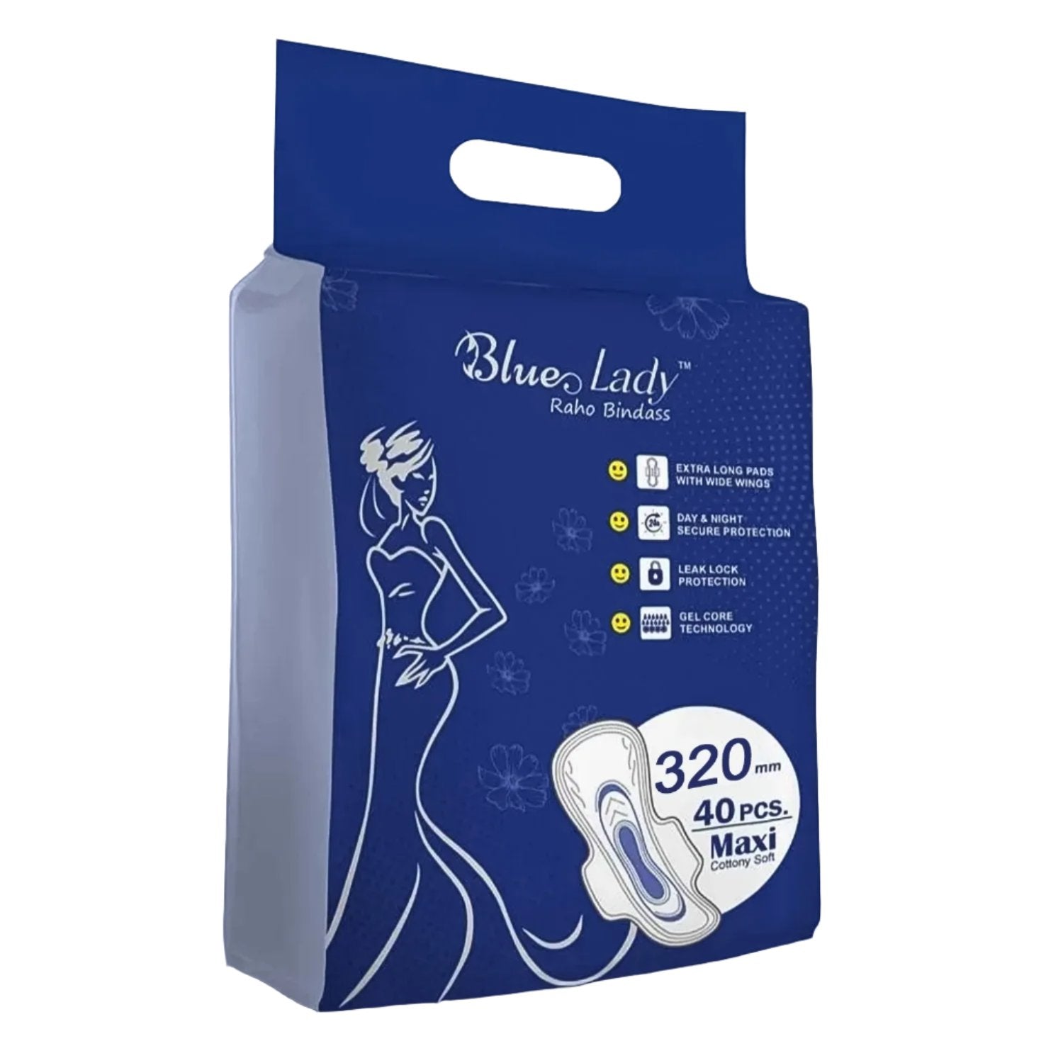 Blue Lady Extra Long Pads With Wides Wings Sanitary Pads – 320 mm, 40-Pack - Shivani Jaswal Blue Lady Extra Long Pads With Wides Wings Sanitary Pads – 320 mm, 40-Pack