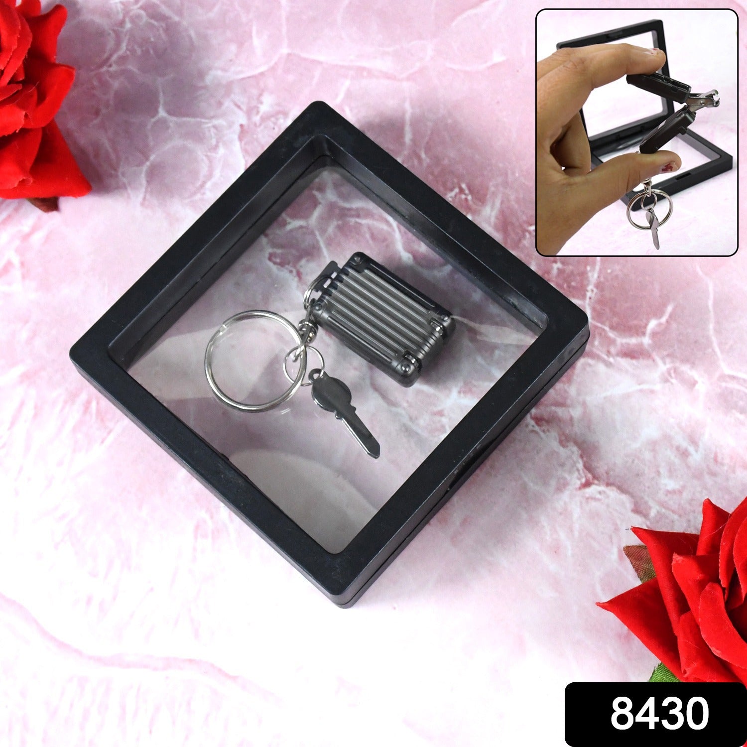 Suitcase Shape Nail Clipper Keychain With Key & 3D Floating Frame Display Case (1 Set) - Shivani Jaswal Suitcase Shape Nail Clipper Keychain With Key & 3D Floating Frame Display Case (1 Set)